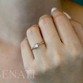Leaf Ring With Moonstone Gemstone, Moonstone Leaf Ring
