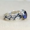 Leaf Ring With Gemstone In Silver, Sapphire Leaf Ring 2.00 Carat Leaves Ring