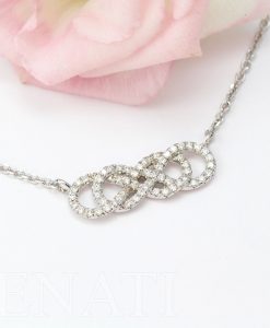 Diamond Double Infinity knot Necklace, Genuine Diamonds Necklace - Image 2