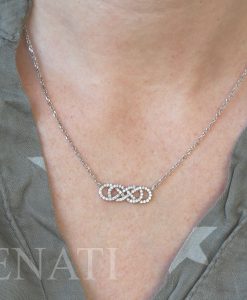 Diamond Double Infinity knot Necklace, Genuine Diamonds Necklace - Image 3