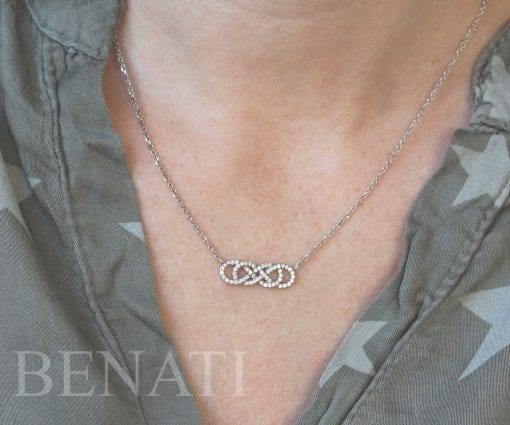 Diamond Double Infinity knot Necklace, Genuine Diamonds Necklace