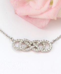 Diamond Double Infinity knot Necklace, Genuine Diamonds Necklace - Image 4
