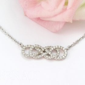 Diamond Double Infinity knot Necklace, Genuine Diamonds Necklace