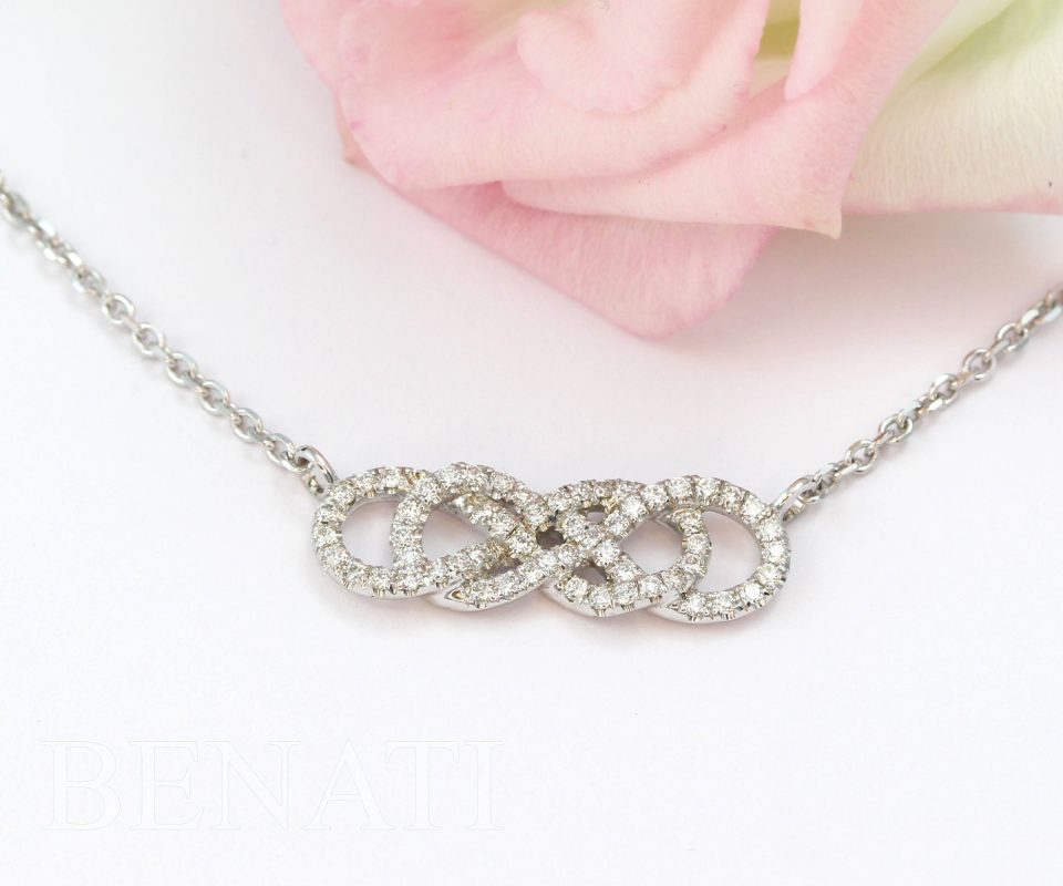 Diamond Double Infinity knot Necklace, Genuine Diamonds Necklace | Benati