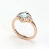Natural Aquamarine Engagement Ring, Unique Vintage 14k Rose Gold Antique Promise Ring