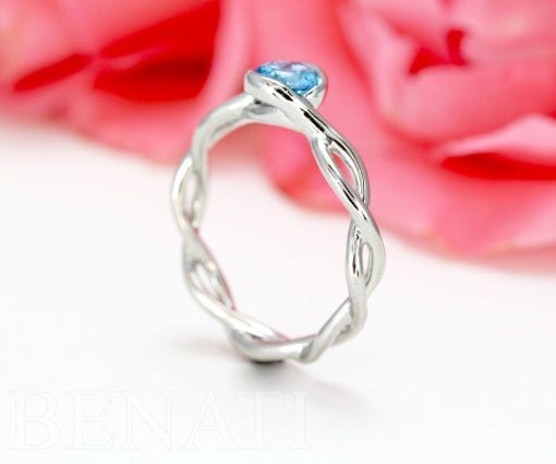 Blue Topaz Twisted Rope Infinity Ring, Braided Ring