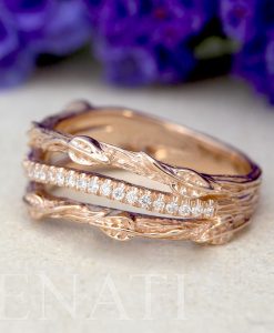 Diamond hippie boho leaves ring, Leaves engagement ring - Image 3