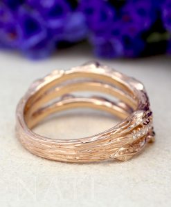 Diamond hippie boho leaves ring, Leaves engagement ring - Image 4