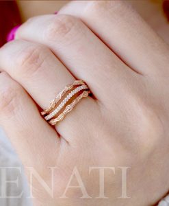 Diamond hippie boho leaves ring, Leaves engagement ring - Image 5