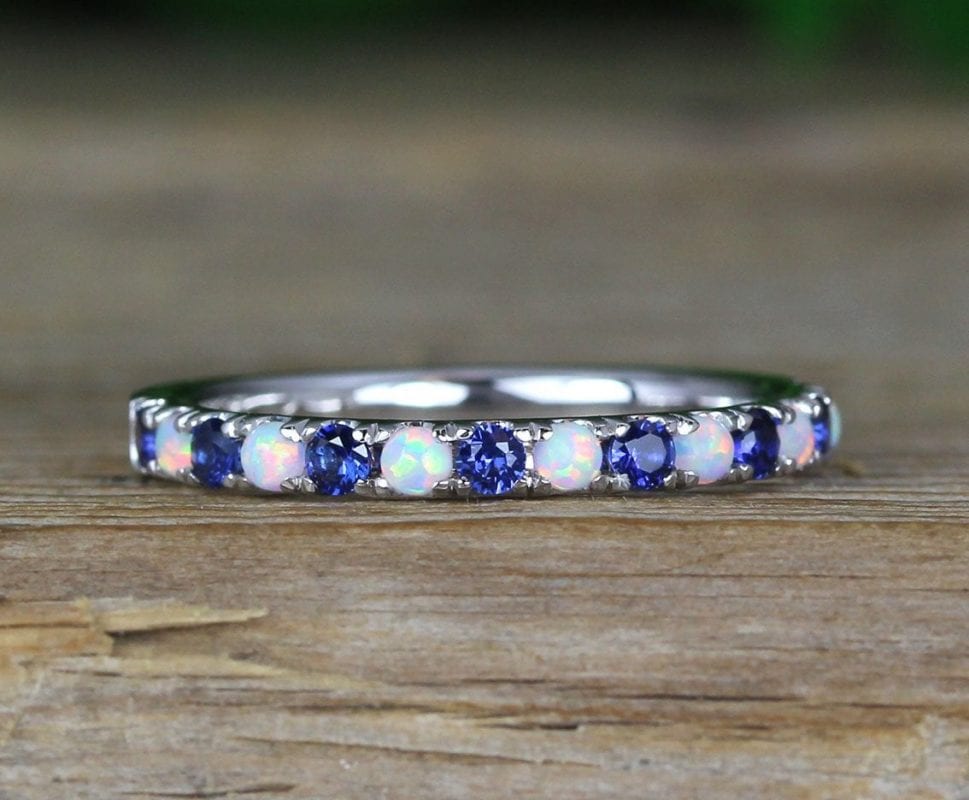 Sapphire and opal eternity band