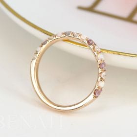Opal Diamond Alexandrite Thin Pave Eternity Rose Gold  Ring, Multicolor White Gold Band