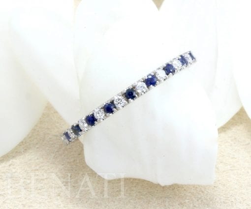 Sapphire Diamonds Eternity Band, Gold Sapphire Ring