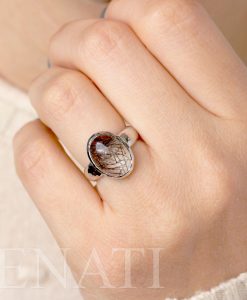 Bold Rutilated Quartz Ring, Signet Statement Ring - Image 3