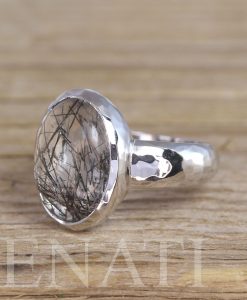 Bold Rutilated Quartz Ring, Signet Statement Ring - Image 5