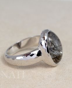 Bold Rutilated Quartz Ring, Signet Statement Ring - Image 6