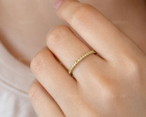 Natural Yellow Sapphire Eternity Band, Solid Gold Sapphire Ring Natural Yellow Sapphire Eternity Band, Solid Gold Sapphire Ring