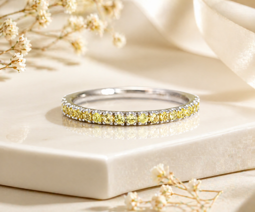 Natural Yellow Sapphire Eternity Band, Solid Gold Sapphire Ring Natural Yellow Sapphire Eternity Band, Solid Gold Sapphire Ring