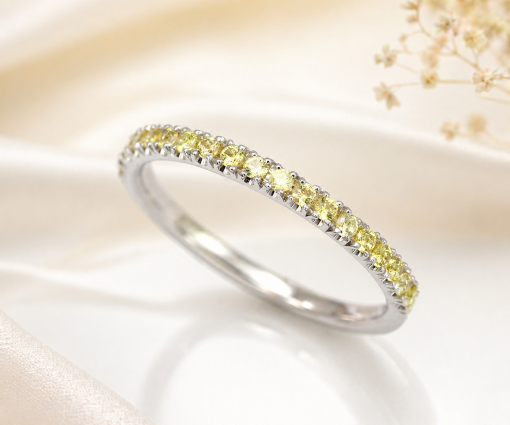 Natural Yellow Sapphire Eternity Band, Solid Gold Sapphire Ring Natural Yellow Sapphire Eternity Band, Solid Gold Sapphire Ring
