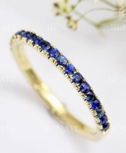 Natural Sapphire Eternity Band, Solid Gold Sapphire Ring