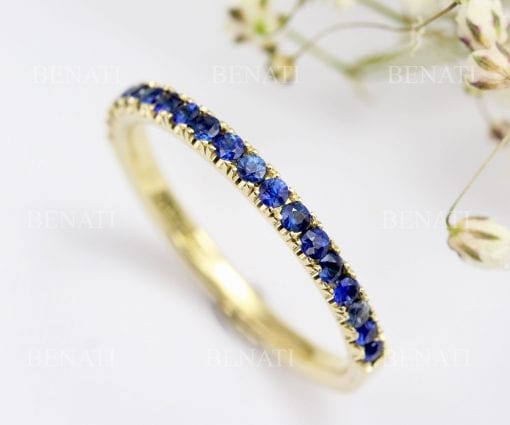 Natural Sapphire Eternity Band, Solid Gold Sapphire Ring