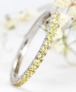 Natural Yellow Sapphire Eternity Band, Solid Gold Sapphire Ring