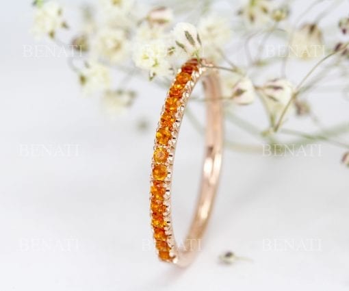 Citrine Eternity Band, Pave Natural Citrine Matching Band