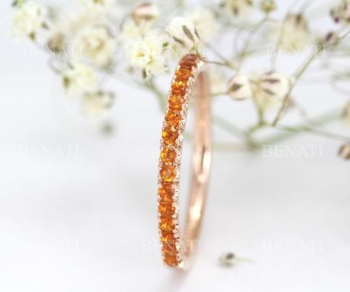 Citrine Eternity Band, Pave Natural Citrine Matching Band