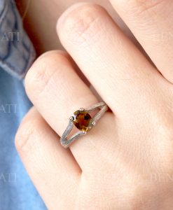 Bark Twig Tourmaline Engagement Ring, Green Tourmaline Solitaire Ring - Image 5