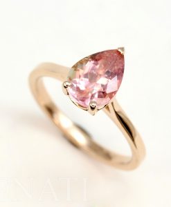 Pear Cut Pink Tourmaline Solitaire Engagement Ring, Unique Vintage Anniversary Cocktail October Birthstone - Image 2