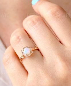 Opal engagement rose gold ring