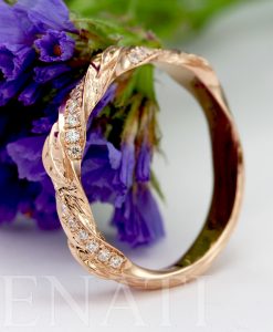 4 mm Leaf twig diamond wedding band, Wide mobius wedding ring - Image 7