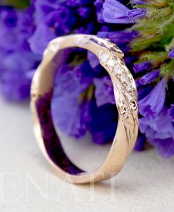 4 mm Leaf twig diamond wedding band, Wide mobius wedding ring - Image 8