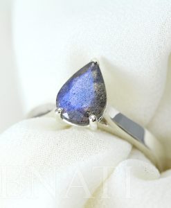 Pear cut labradorite engagement ring