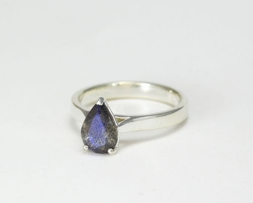 Pear cut labradorite engagement ring, Solitaire unique wedding Ring