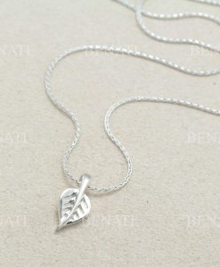Sterling Silver Leaf Necklace, Delicate Leaf Necklace - Image 6