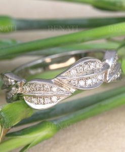 Alternative Wedding ring, Leaf conflict free diamond ring - Image 8