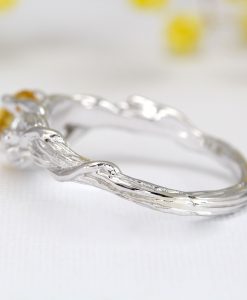 Unique Natural Citrine Leaf Ring, Citrine 14k 18k Gold Engagement Ring - Image 5