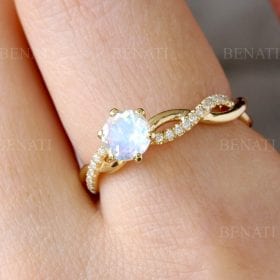 Moonstone Infinity Knot Engagement Ring