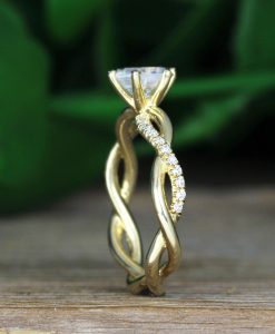 Moonstone Infinity Knot Engagement Ring, Twisted Rope Conflict Free Diamond Engagement Ring - Image 15