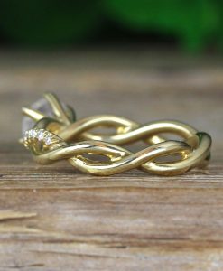 Moonstone Infinity Knot Engagement Ring, Twisted Rope Conflict Free Diamond Engagement Ring - Image 16