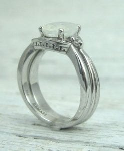 Rainbow Moonstone Wedding Ring Set, Antique Moonstone Engagement Ring Set - Image 9