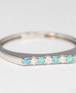 Opal and Diamond Eternity Band, Opal Ring - Image 3