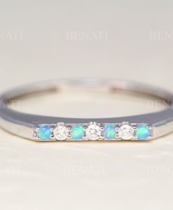 Opal and Diamond Eternity Band