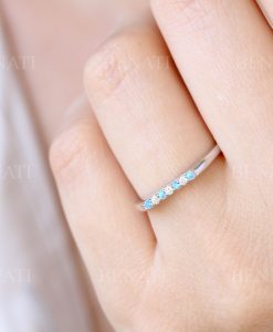 Opal and Diamond Eternity Band, Opal Ring - Image 5