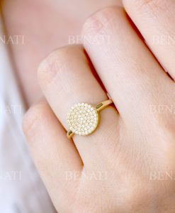 Pave round diamond engagement ring