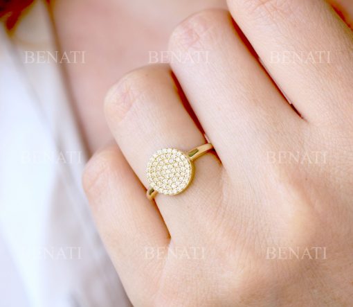 Pave round diamond engagement ring