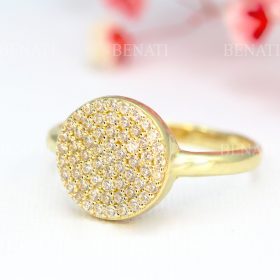 Pave round diamond engagement ring
