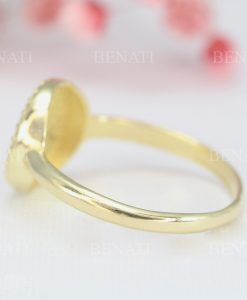Pave round diamond engagement ring, 14k Solid gold diamonds ring - Image 5