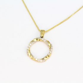 Circle mobius pendant 14k solid gold with natural diamonds