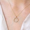 Circle mobius pendant 14k solid gold with natural diamonds, Gift for her